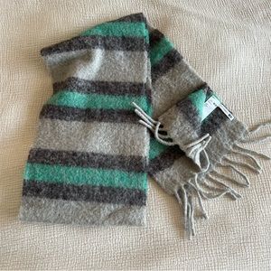 JW Anderson X Uniqlo LONG WOOL BLEND SCARF -Grey with Green Stripe